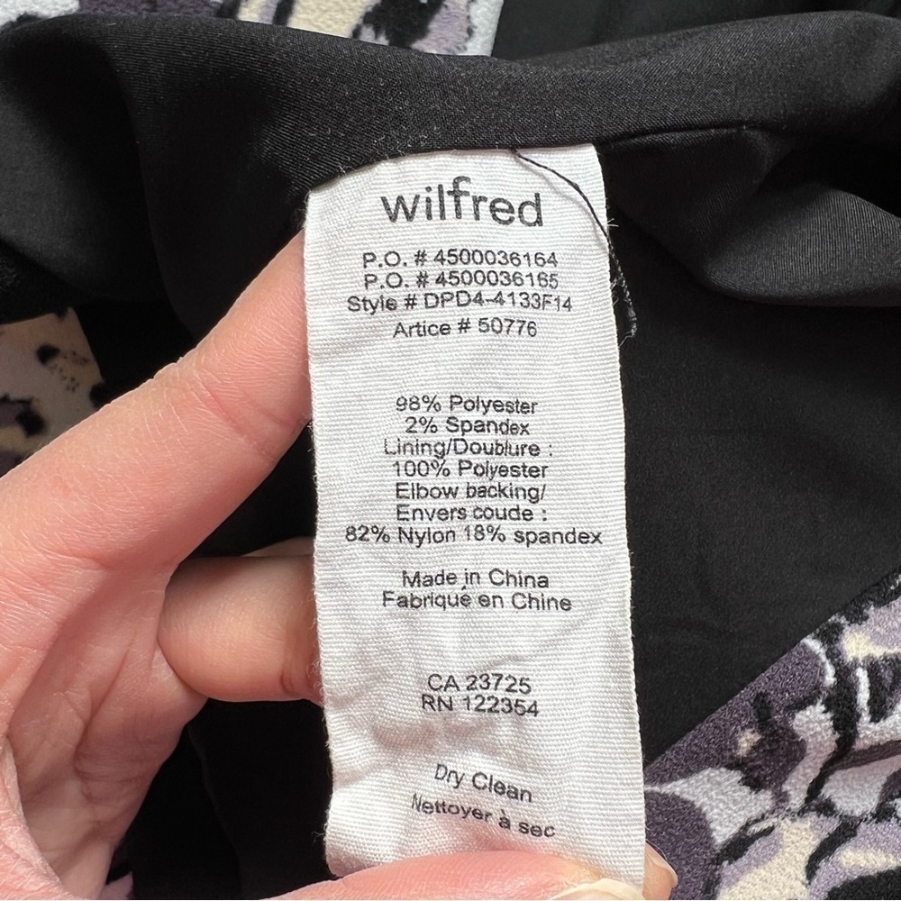 Aritzia Wilfred Black White Floral Montesson Moto Crepe Jacket - Sz 6 - Picture 12 of 16